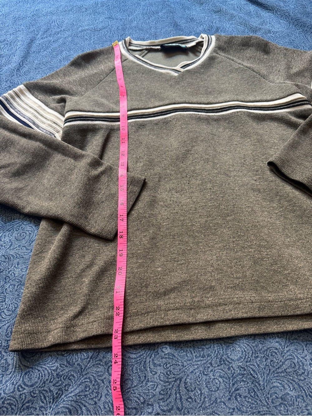 Vintage Hipwear Olive Green Striped V-Neck Sweater Y2K Skater Grunge |Size L - Picture 5 of 8